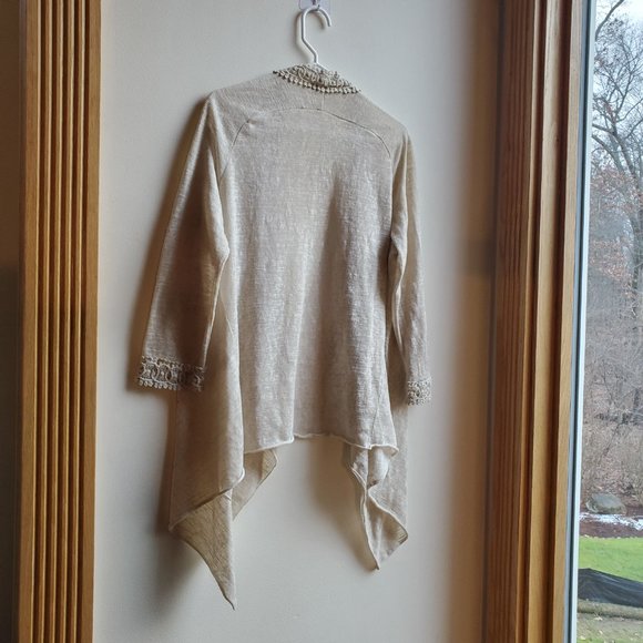 Elena Baldi Italian Beige Open Cardigan Size Medium - Picture 12 of 16